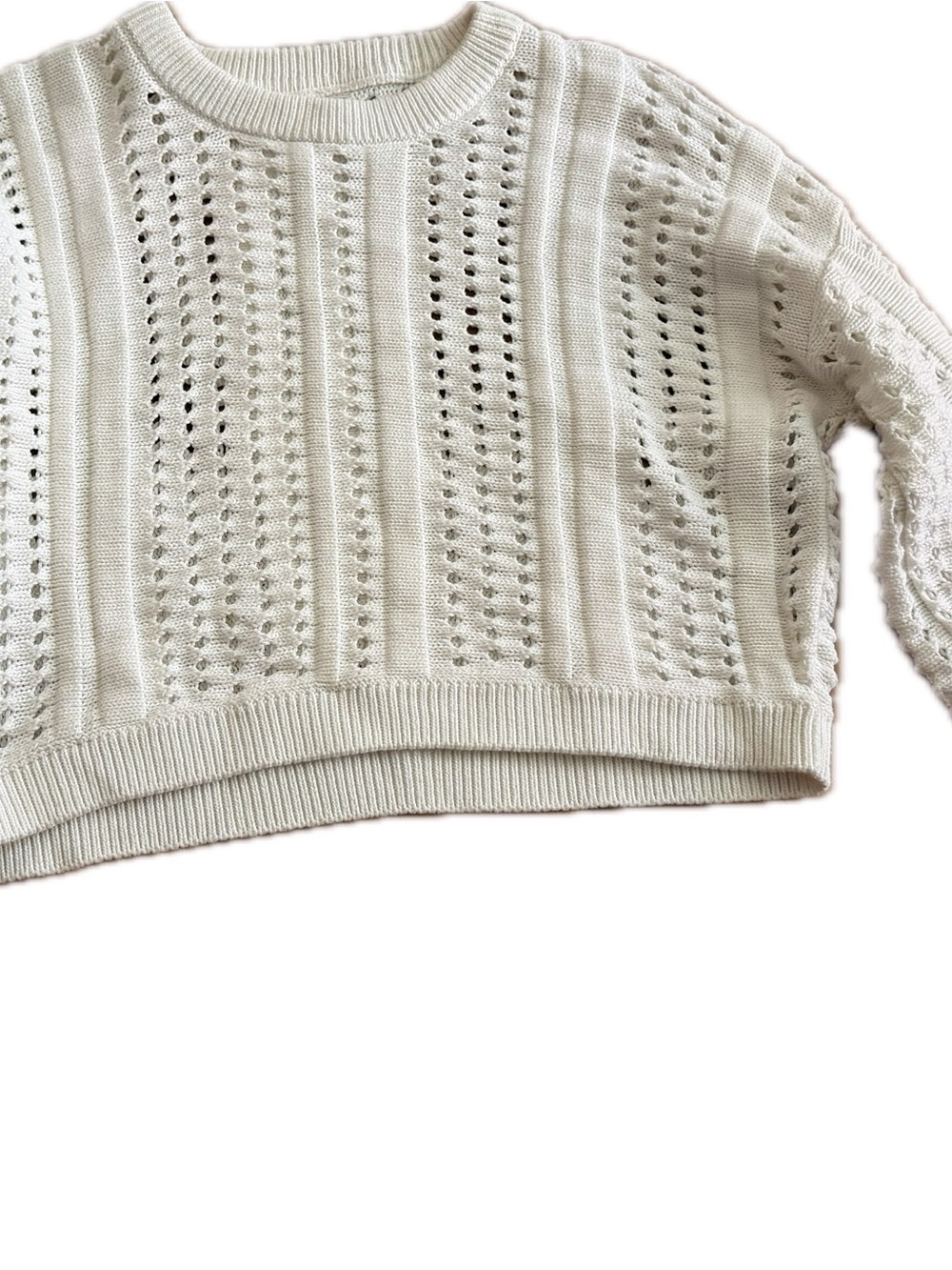 Cotton On White Open Knit Cropped Sweater Size Medium